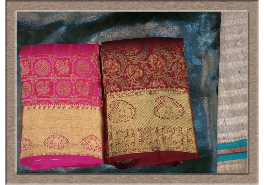 Sarees of all varities from Kanchipuram, Arani, Coimbatore, etc.,